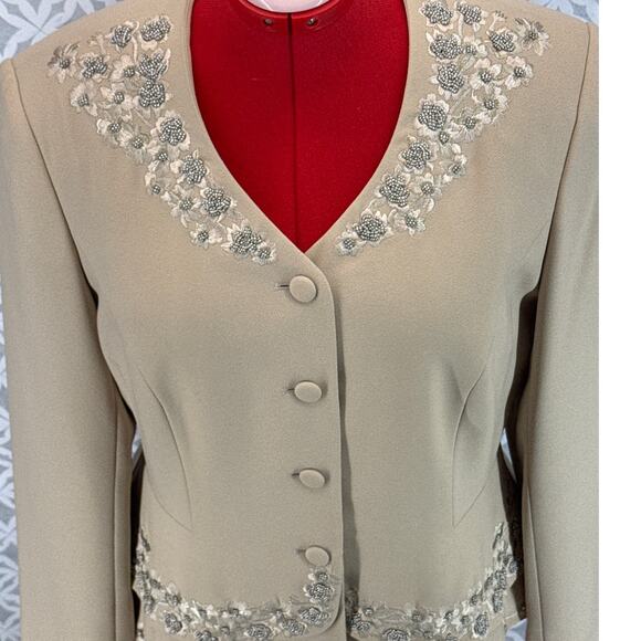John Meyer Gorgeous Beaded Floral Design Button Up Dressy Formal Jacket Women 14 - Picture 2 of 9